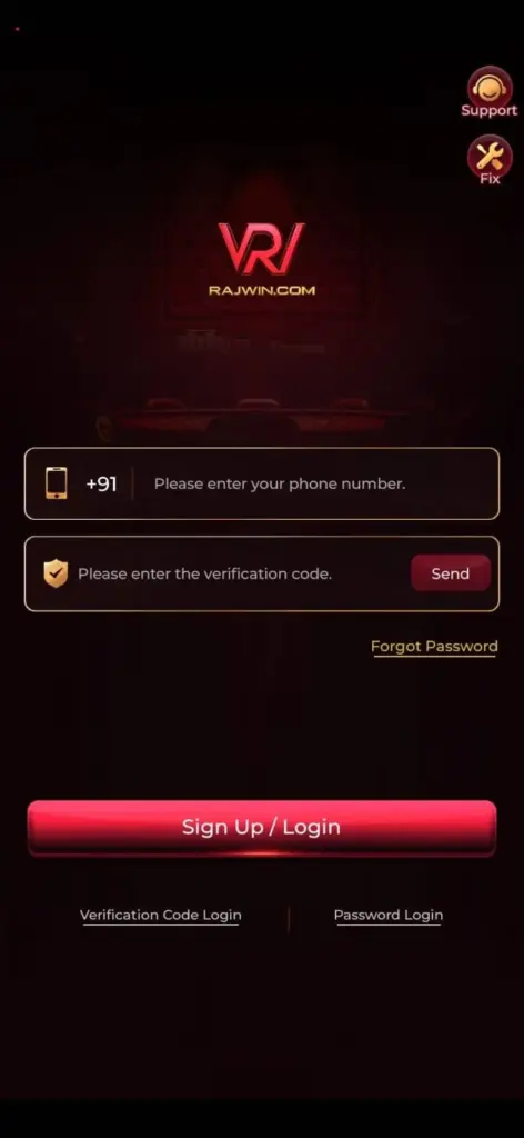 RajWin signup bonus screen